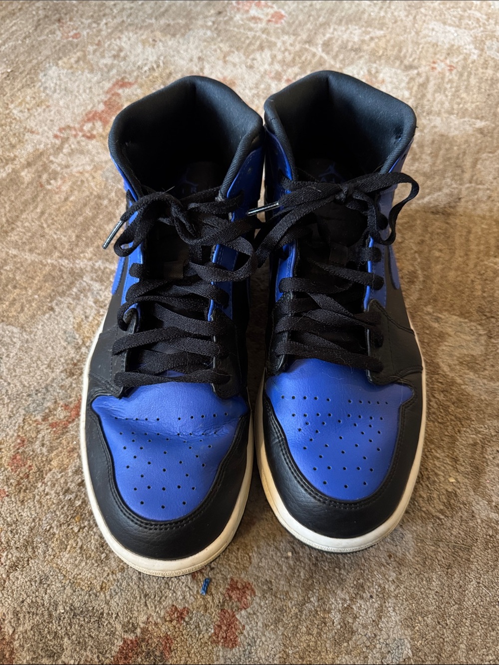 Nike Air Jordan 1 Mid Hyper Royal 554724-077 Men’s Size 11 Black Blue